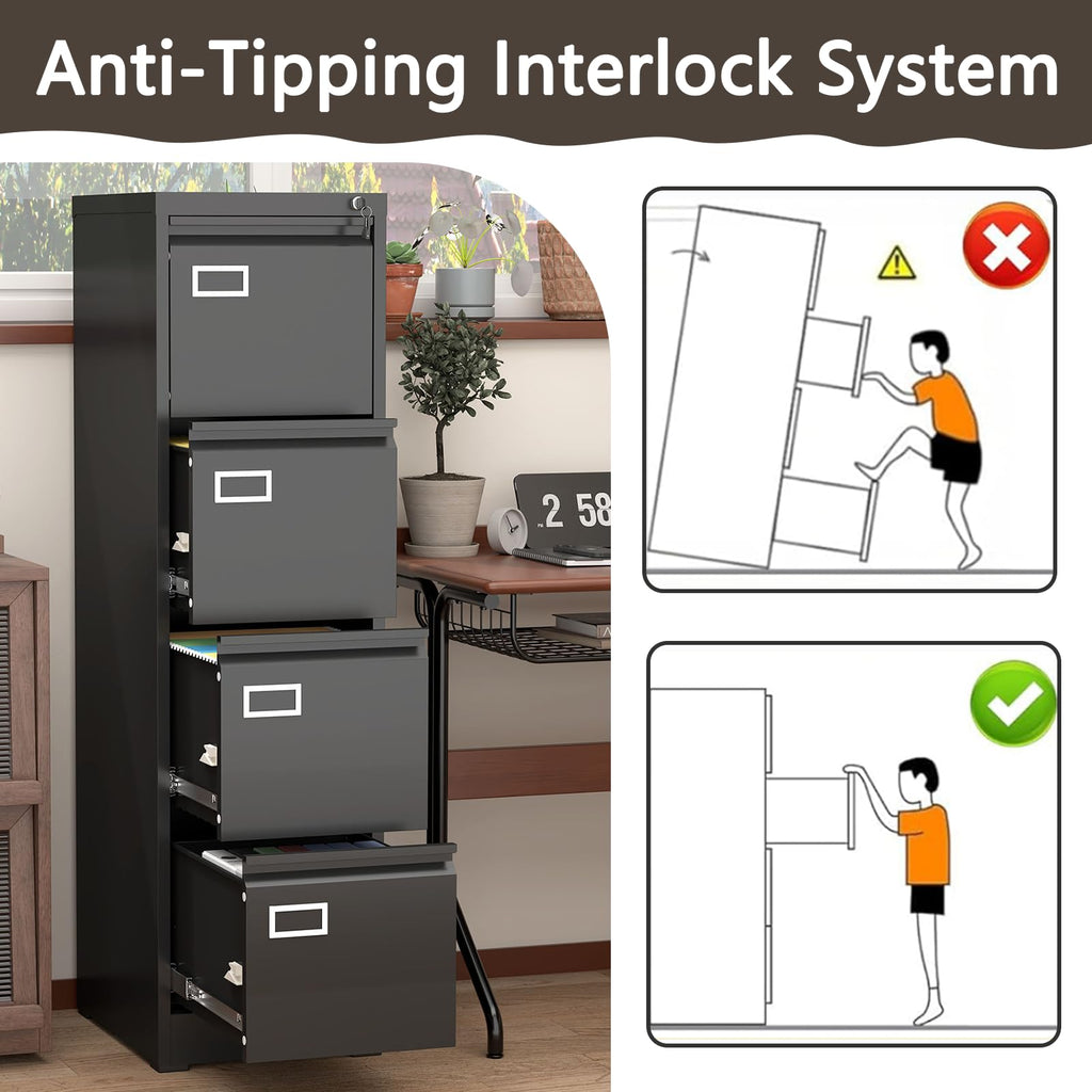 4 Drawer Metal File Cabinet with Lock U80495