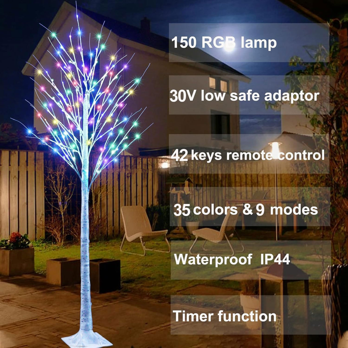 7Ft Birch Tree with LED Lights M126