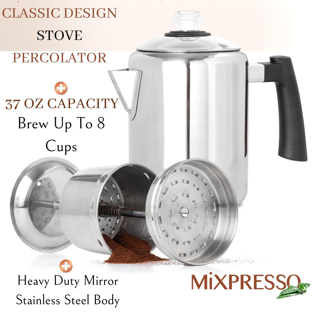 5-8 Cup Stainless Steel Stovetop Coffee Percolator G6147