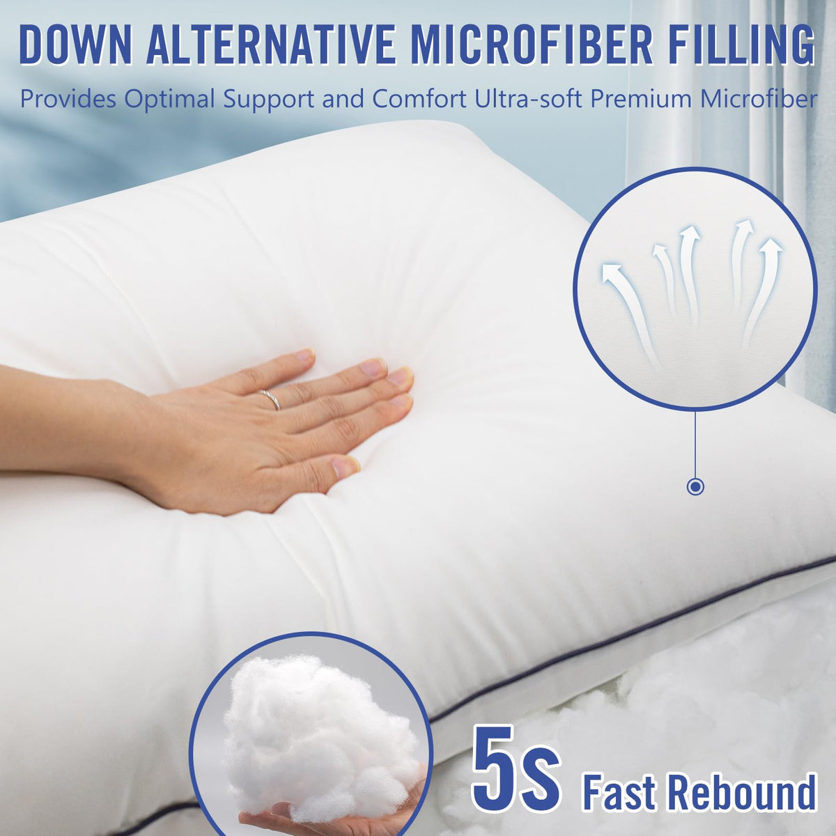 King Size Cooling Microfiber Bed Pillows Set of 2 M872580