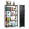 5 Tier Foldable Metal Storage Shelf with Wheels C81079