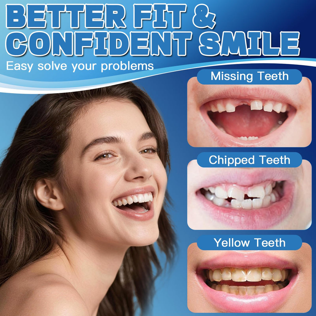 Moldable False Teeth Dentures Set with Dental Adhesive Beads W37275