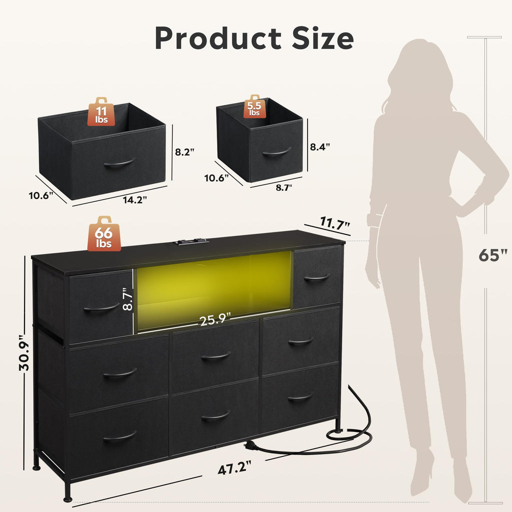 Black 8 Drawer TV Stand Q811