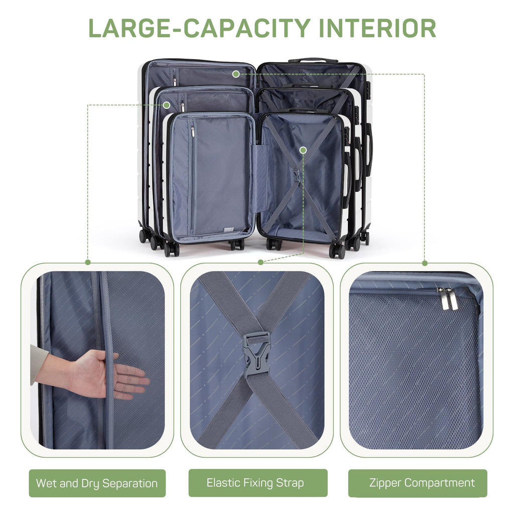 20 Inch White Expandable Hard Shell Carry-On Luggage R651818