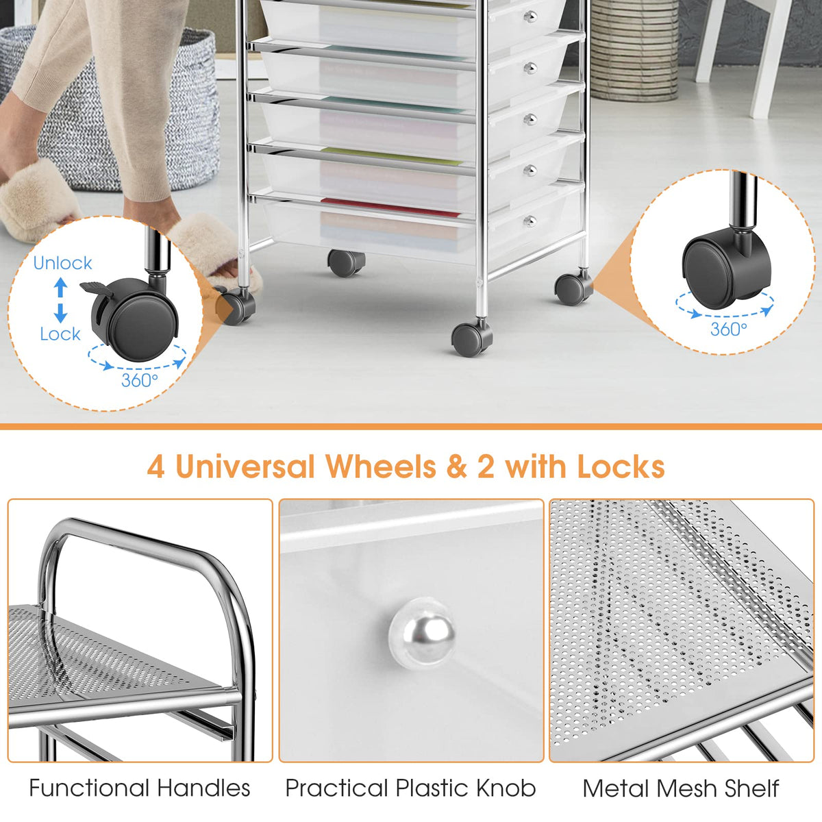 10 Drawers Rolling Storage Cart N399