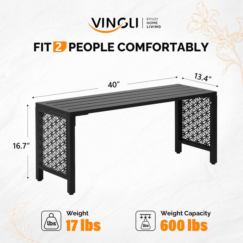 Black Metal Outdoor Bench Q625