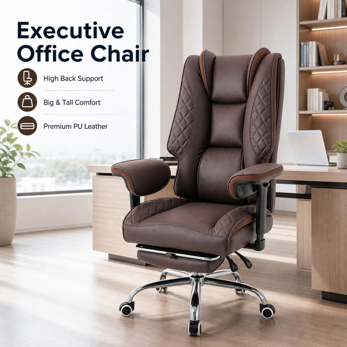 Big and Tall High Back Executive Office Chair with Foot Rest I794867