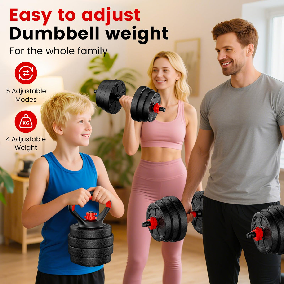 Adjustable 5-in-1 Dumbbell Set with Connector D218