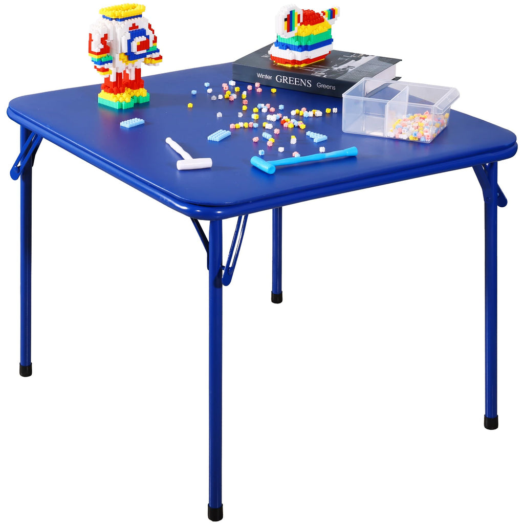 Kids Folding Square Table with Vinyl Padded Top, Blue J717478