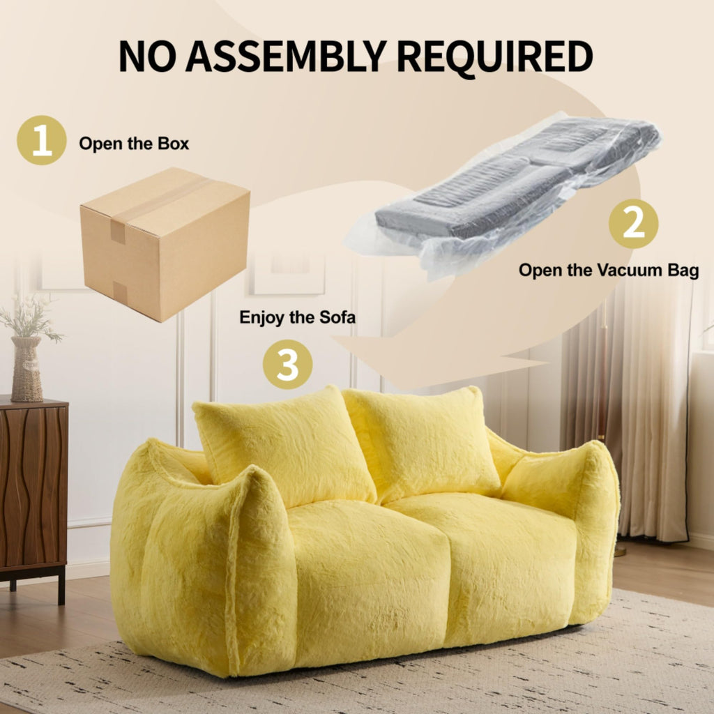 Oversized Faux Fur Memory Foam Bean Bag Sofa T381980