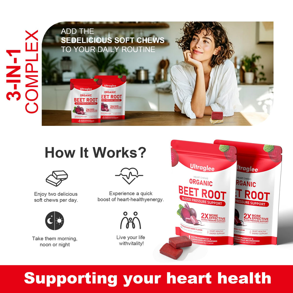 Beet Root Chewable Nitric Oxide Support Soft Chews 60 Pomegranate Berry Flavor H47173