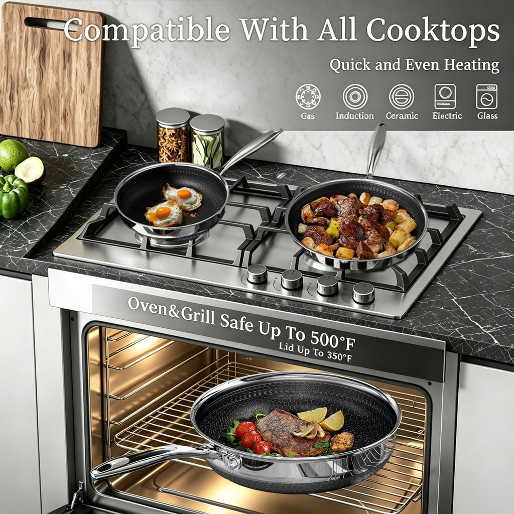 Titanium Ceramic Nonstick Frying Pan Set J990