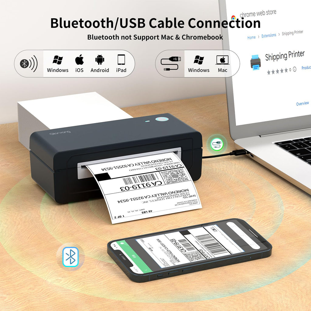 Bluetooth Thermal Shipping Label Printer, 4X6 Inkless Wireless Label Printer C479