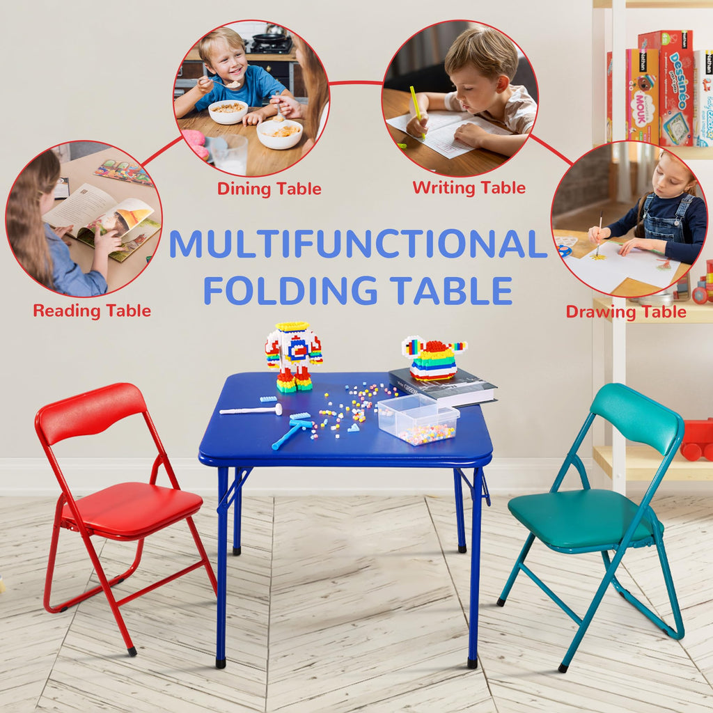 Kids Folding Square Table with Vinyl Padded Top, Blue J717478