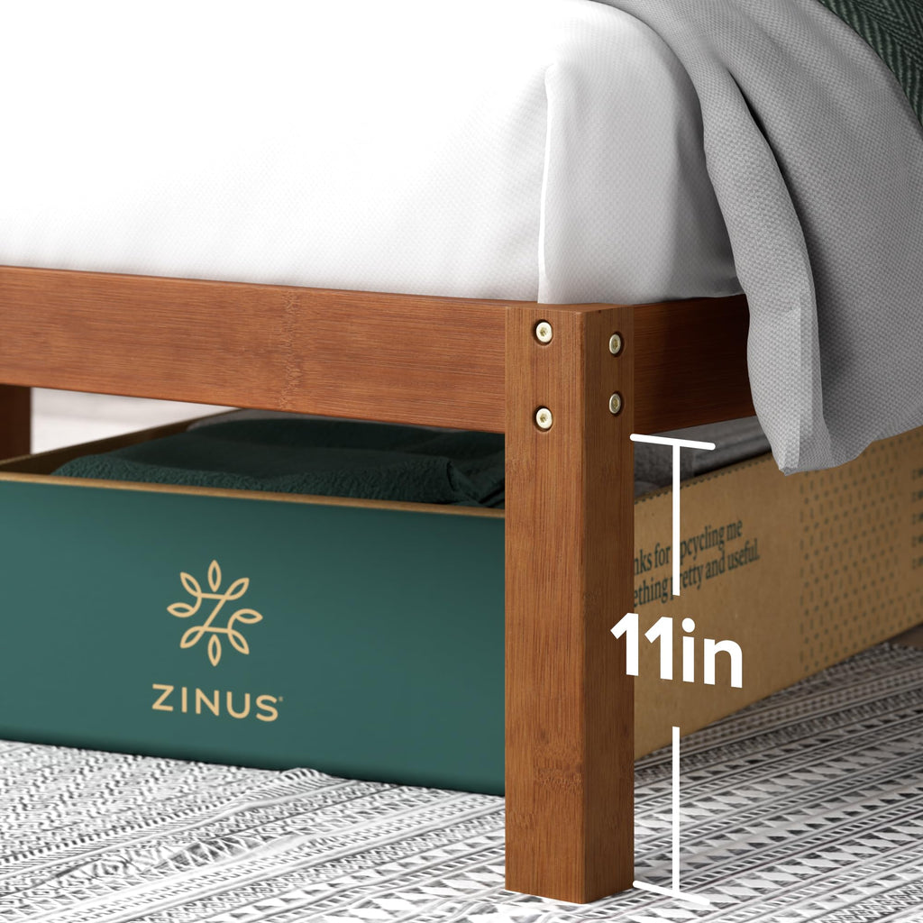 Twin Bamboo Platform Bed Frame with Headboard N9434