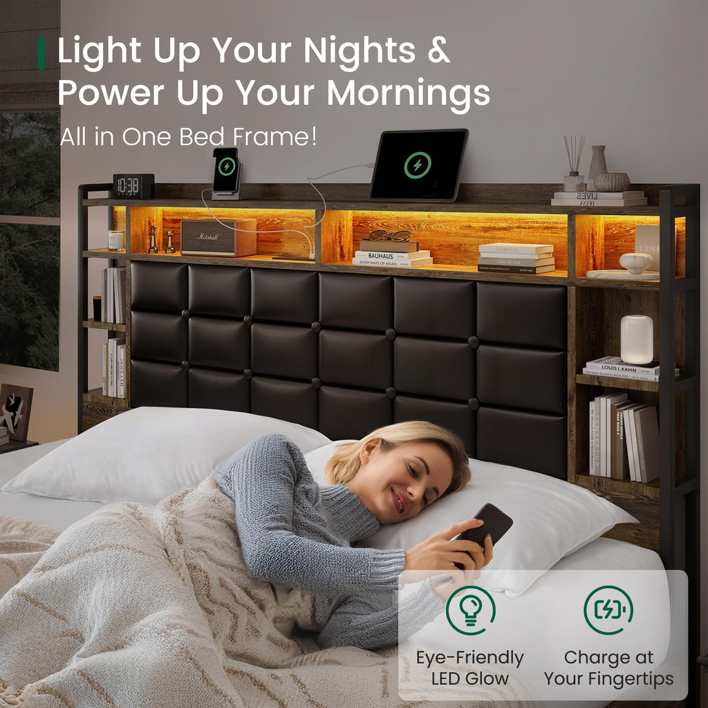 Queen Size Wooden Bed Frame with Storage Drawers Z128480