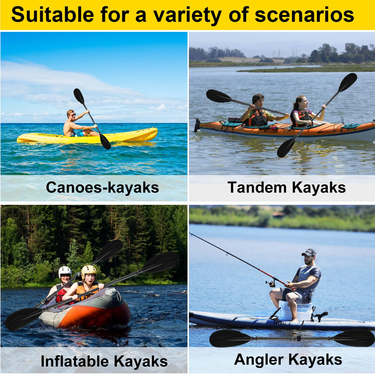 Telescoping Kayak Paddle Black 94inch S833657