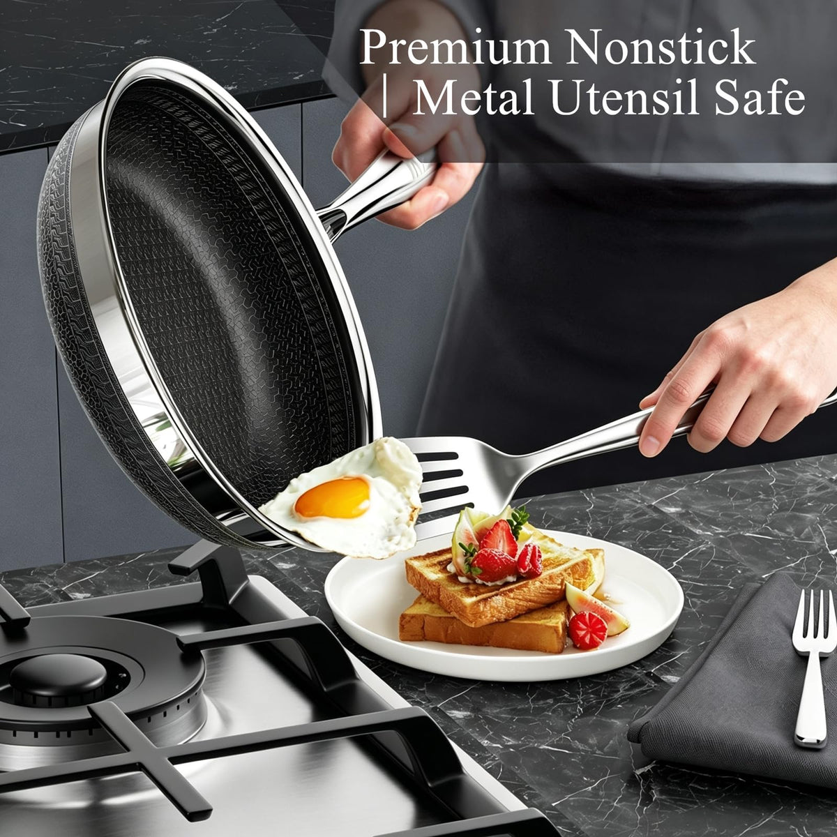 Titanium Ceramic Nonstick Frying Pan Set J990