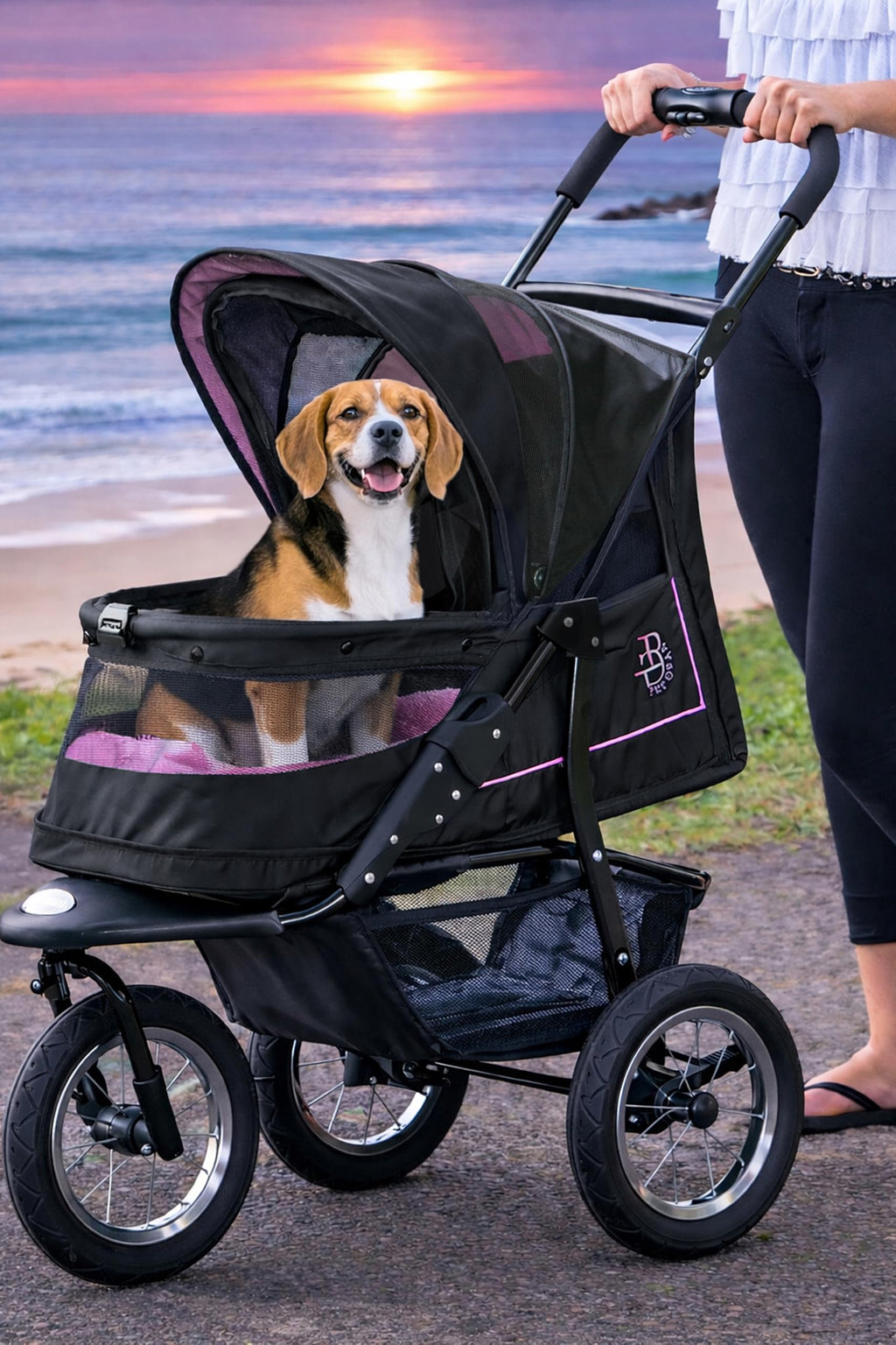 Pink Pet Stroller with Gel-Filled Tires N880953