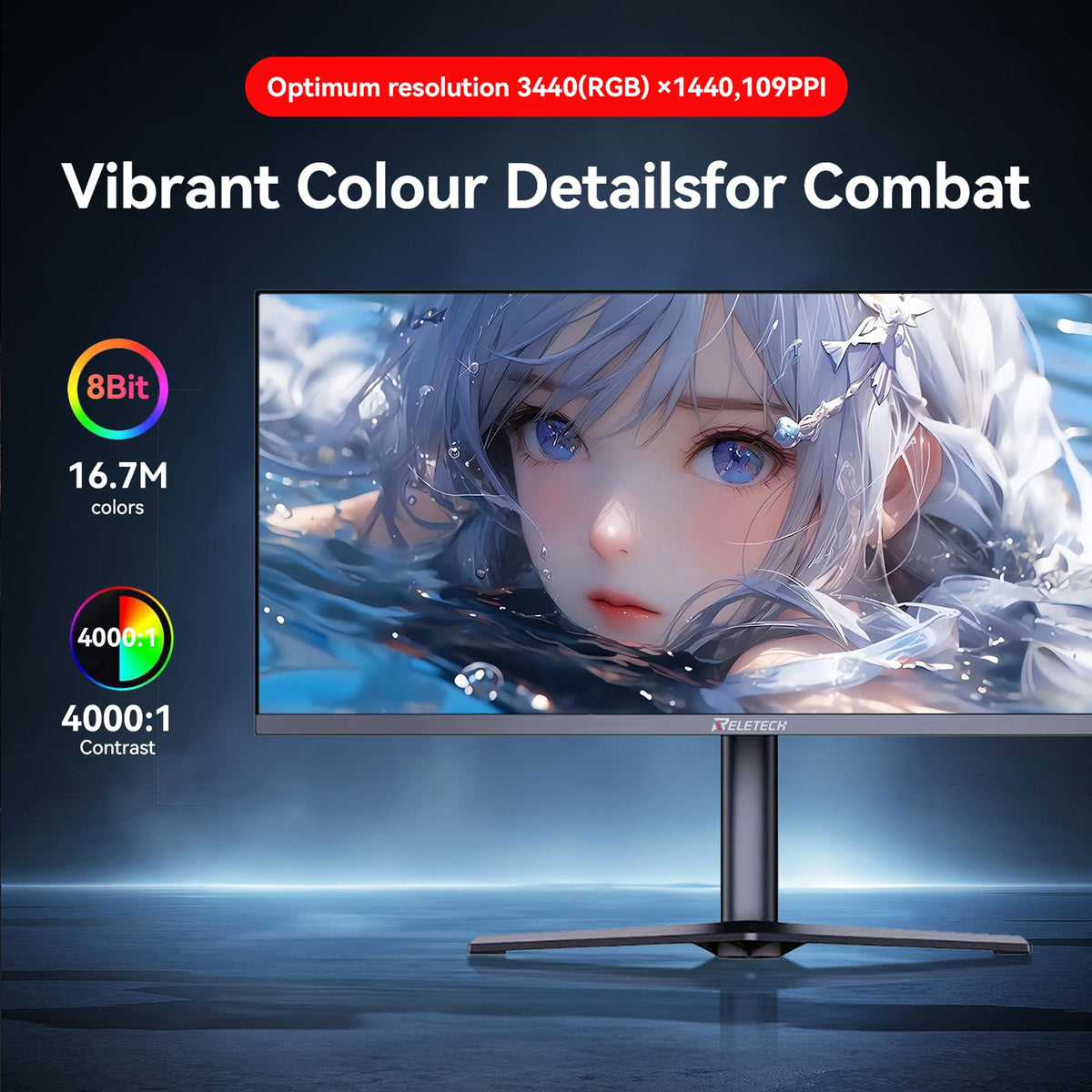 34 Inch Curved Ultrawide Gaming Monitor 21:9 WQHD 165Hz M2300