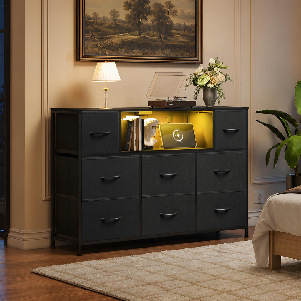Black 8 Drawer TV Stand Q811