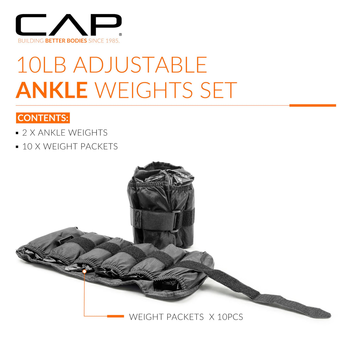 Adjustable Ankle Weights 10-20lb Pair Black N681
