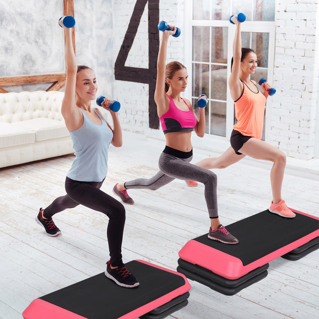 43" Adjustable Exercise Aerobic Step Platform with 4 Removable Risers O35505