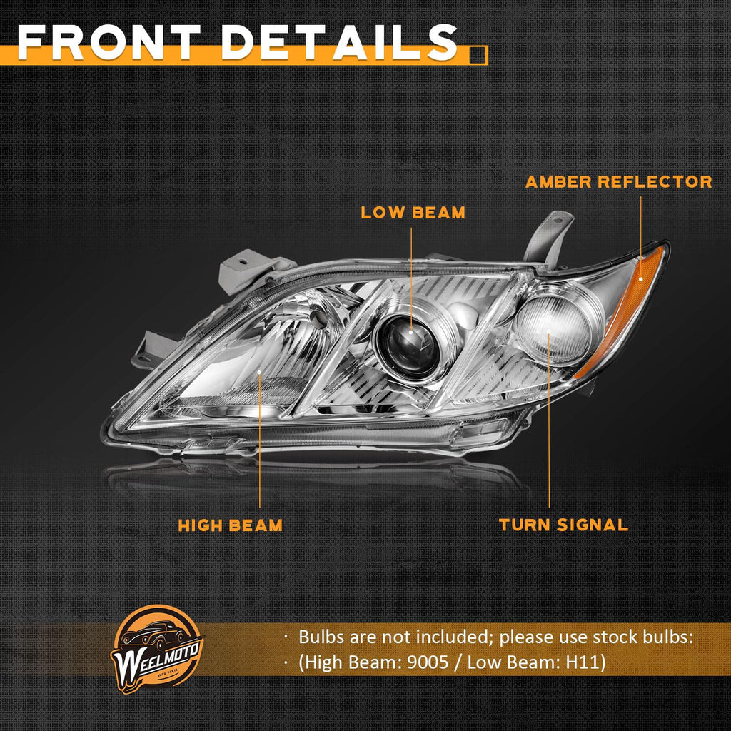 Anti-Fogging Headlights Assembly for Toyota Camry Pair with LED Parking Light Bulbs Q5662