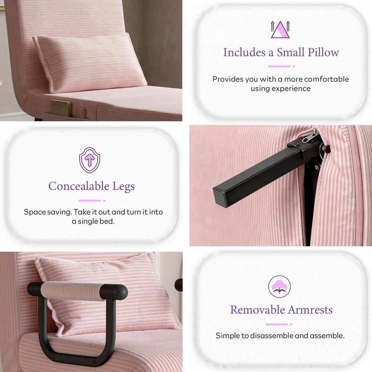 Pink Folding Sleeper Chair Bed I94410