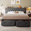 King Size Metal Platform Bed Frame with 2 Storage Drawers Q936