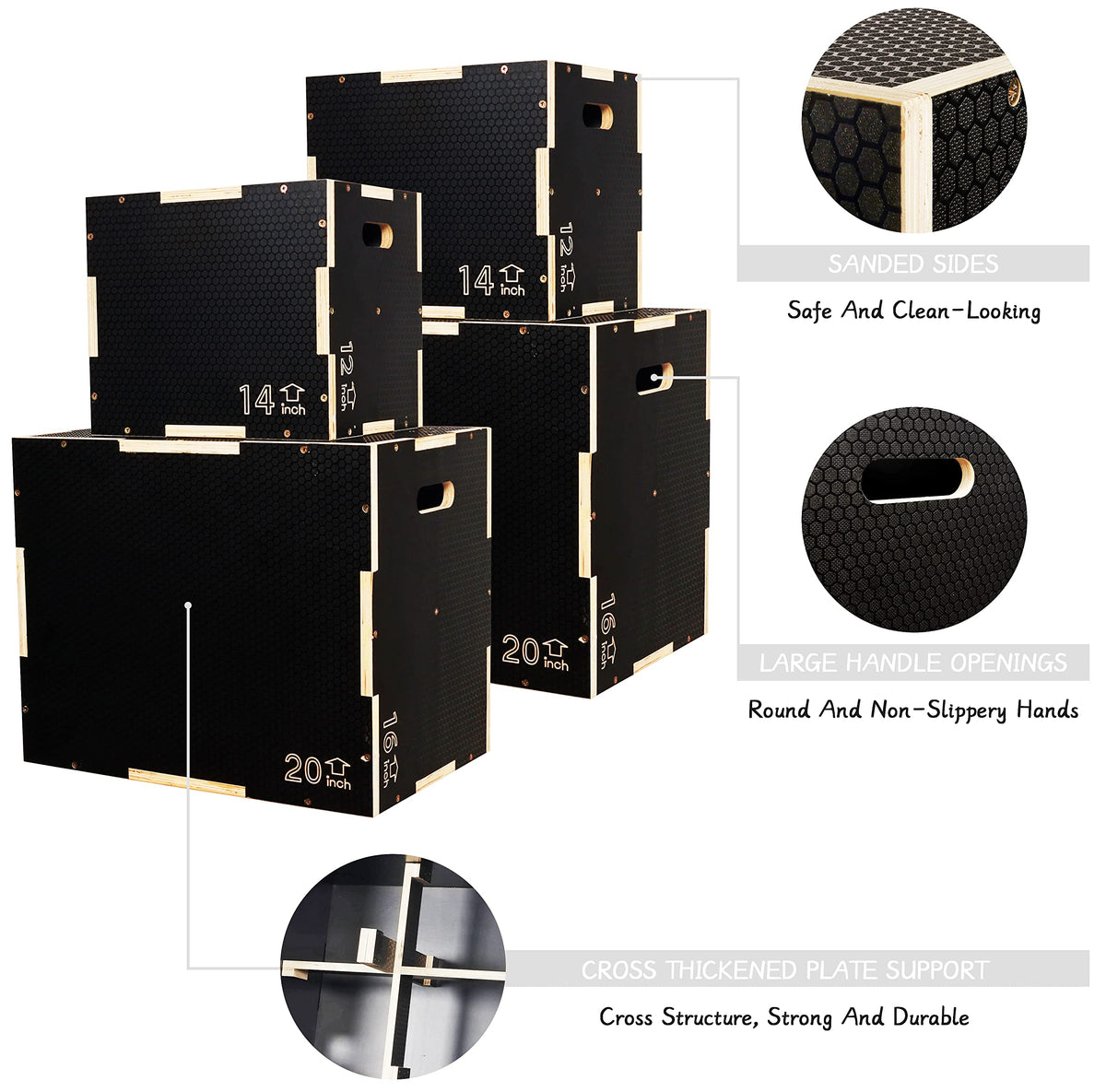 3 in 1 Non-Slip Wooden Plyo Box L13592