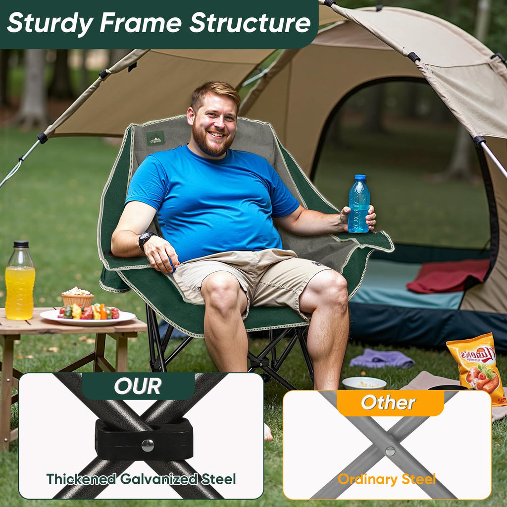 2 Pack Oversized Padded Folding Camping Chair with Cup Holder V422169