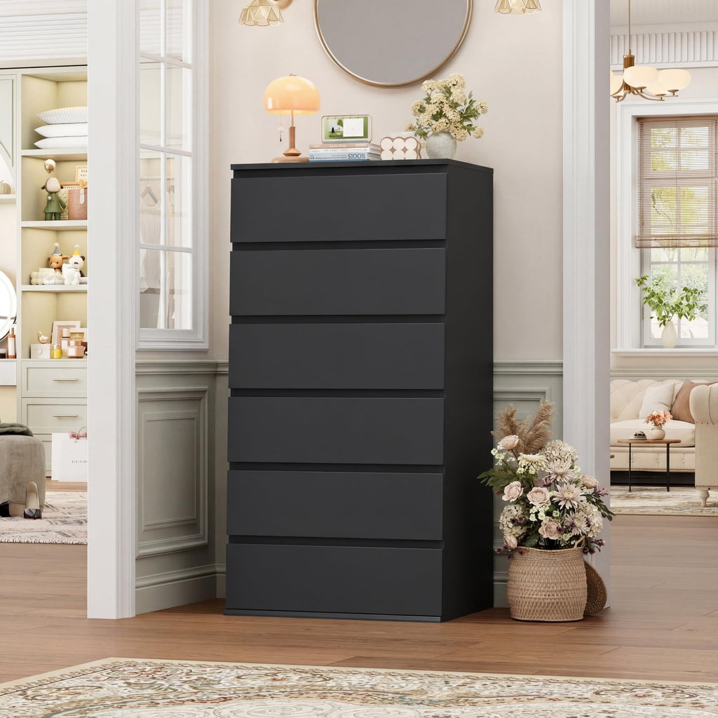Black 6 Drawer Dresser B32781