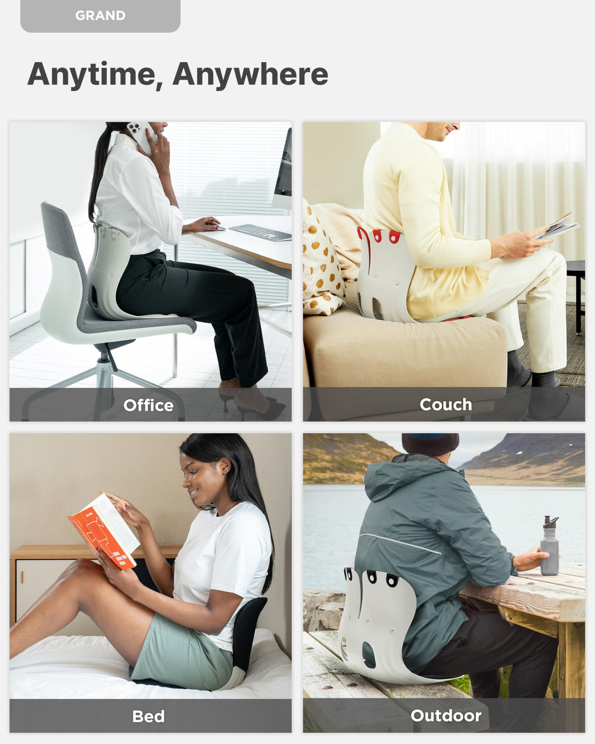 Extra Wide Ergonomic Seat Support Grey Z552092