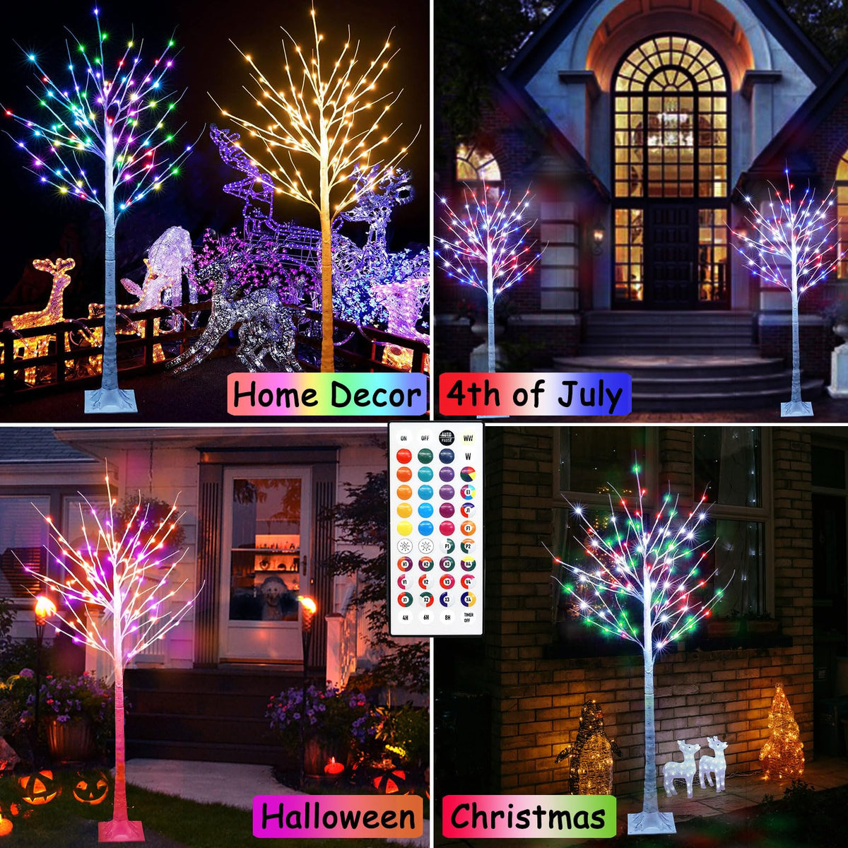 7Ft Birch Tree with LED Lights M126