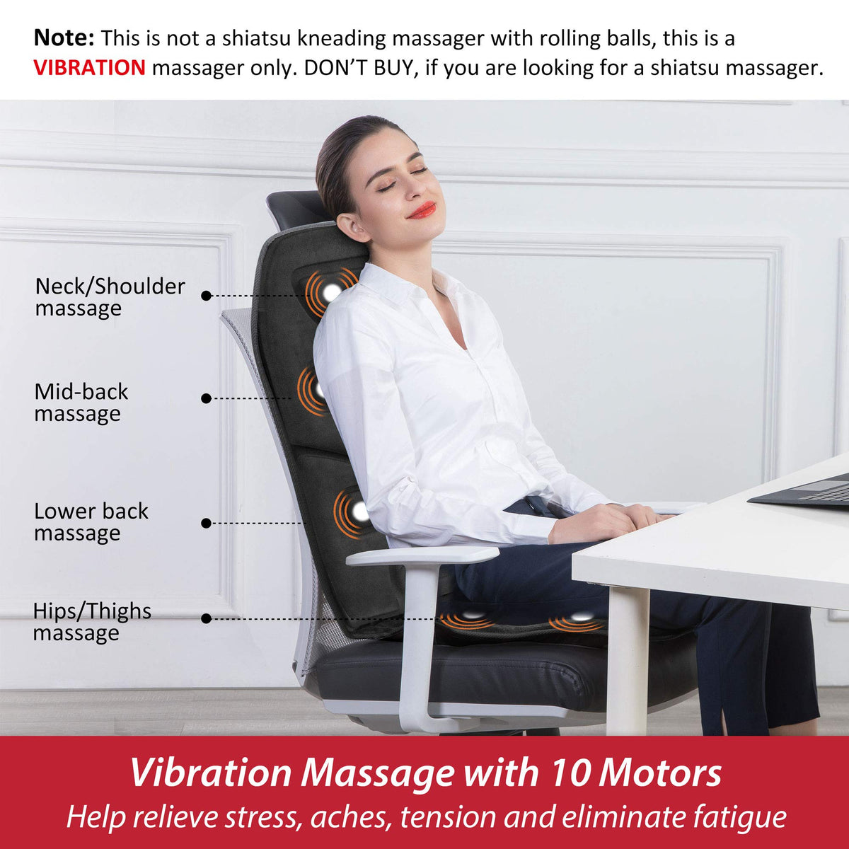 Graphene Heated Full Back Massage Seat Cushion P7216