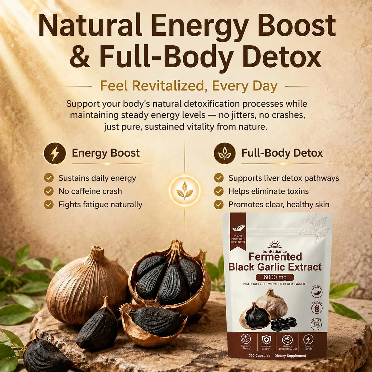 Black Garlic Extract Vegan Non-GMO 300 Softgels T98239