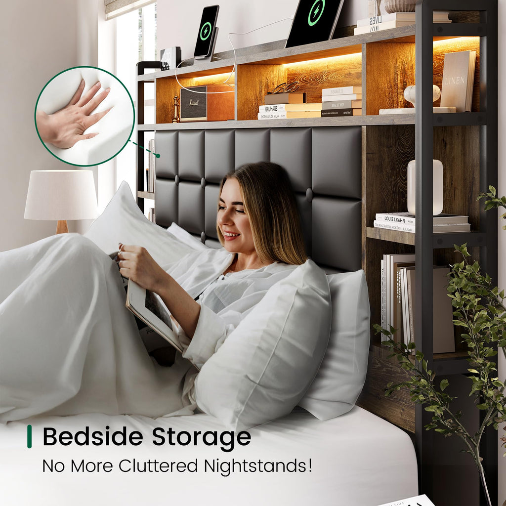 Queen Size Wooden Bed Frame with Storage Drawers Z128480