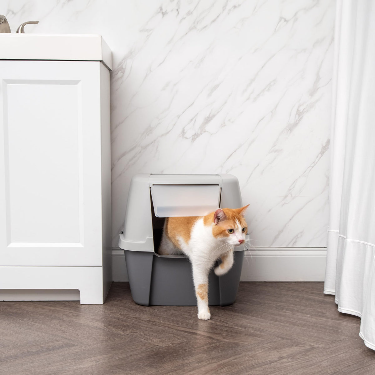 Large Front Door Cat Litter Box Gray B944