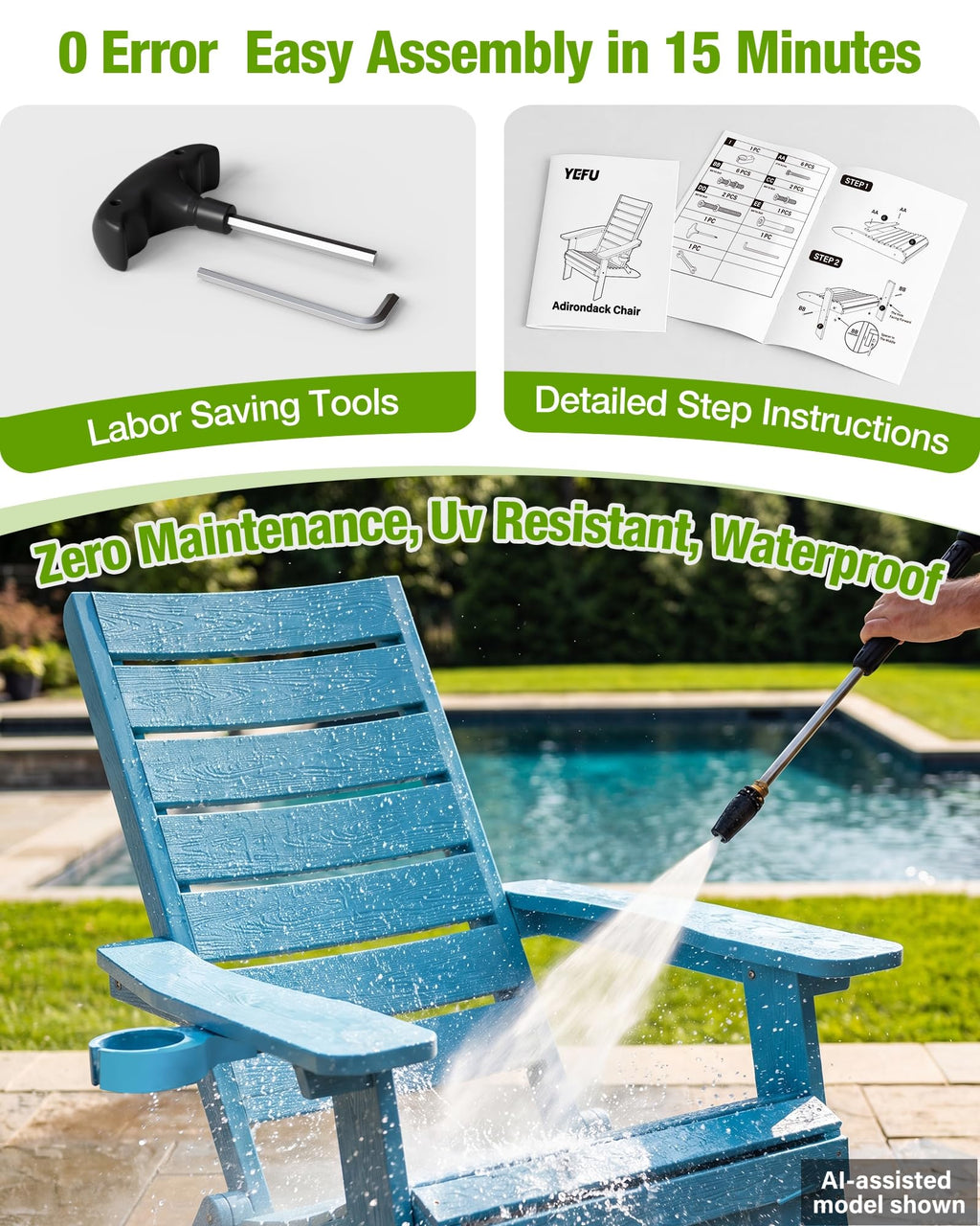 Blue Adirondack Chair Set of 2 M940