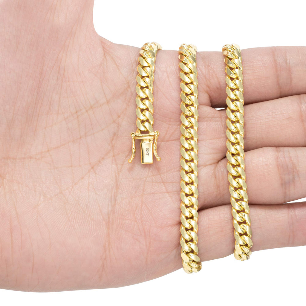 10k Yellow Gold Cuban Link Chain Necklace W581