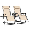 Set of 2 Adjustable Zero Gravity Lounge Chairs with Cup Holder Tray I761677