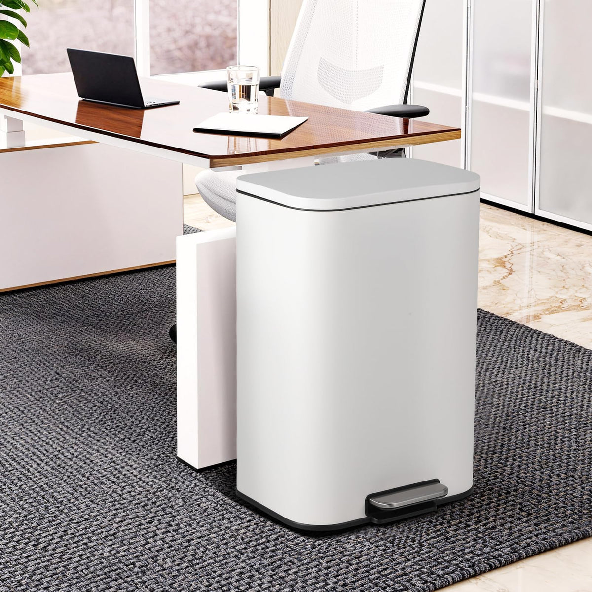 50L Stainless Steel Step Trash Can with Soft-Close Lid D89187
