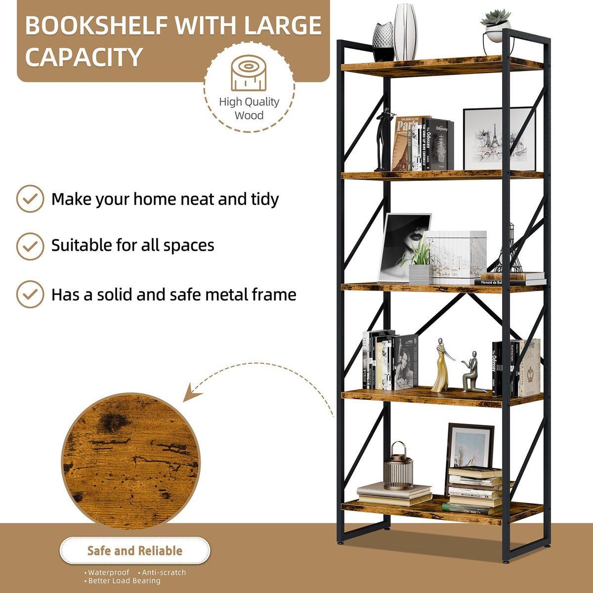 5 Tier Metal Bookshelf P542135