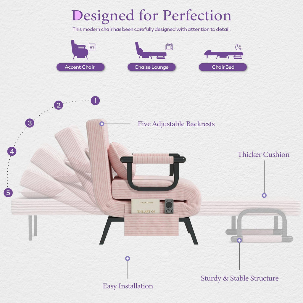 Pink Folding Sleeper Chair Bed I94410