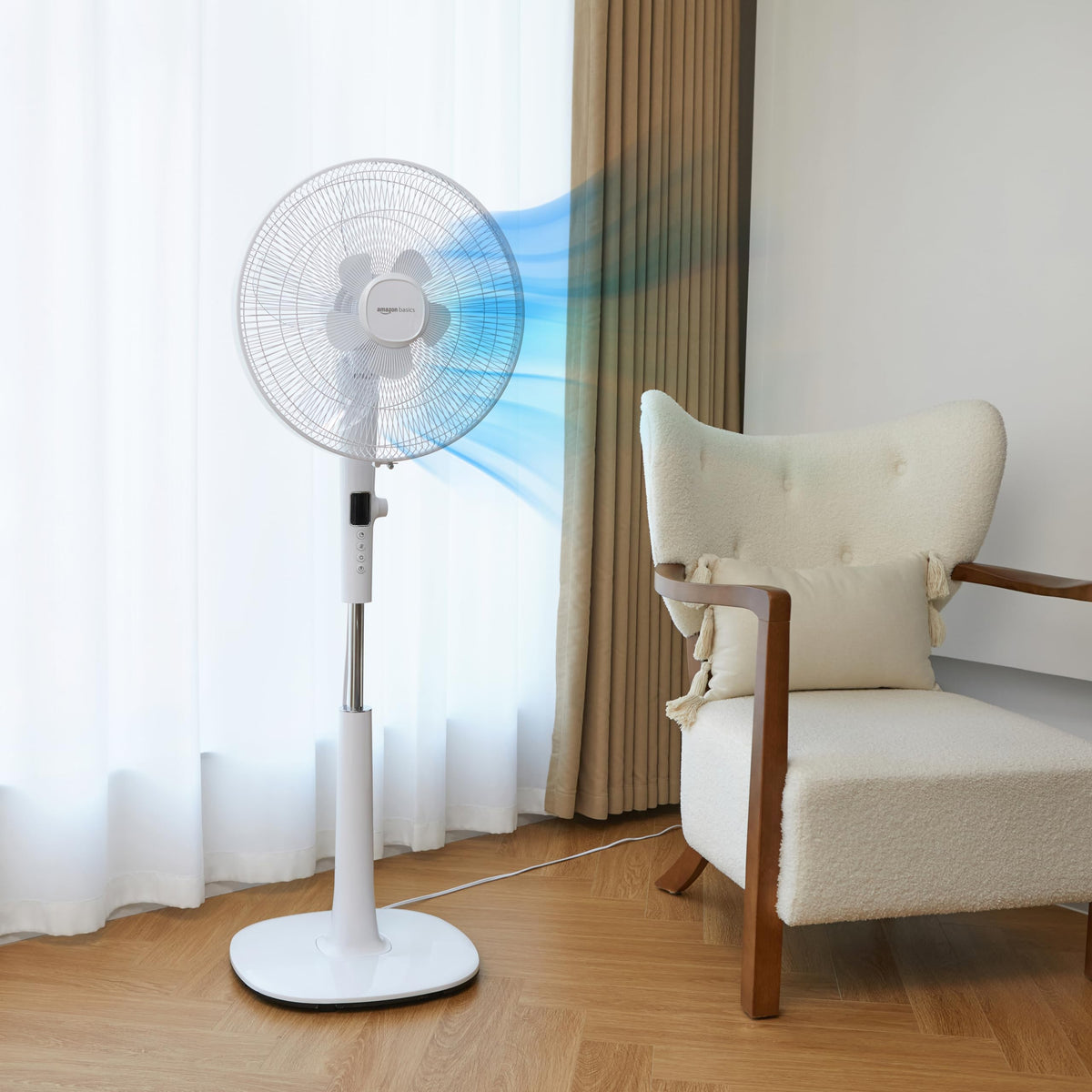 16-inch Quiet DC Motor Standing Floor Fan with Remote, White G28755