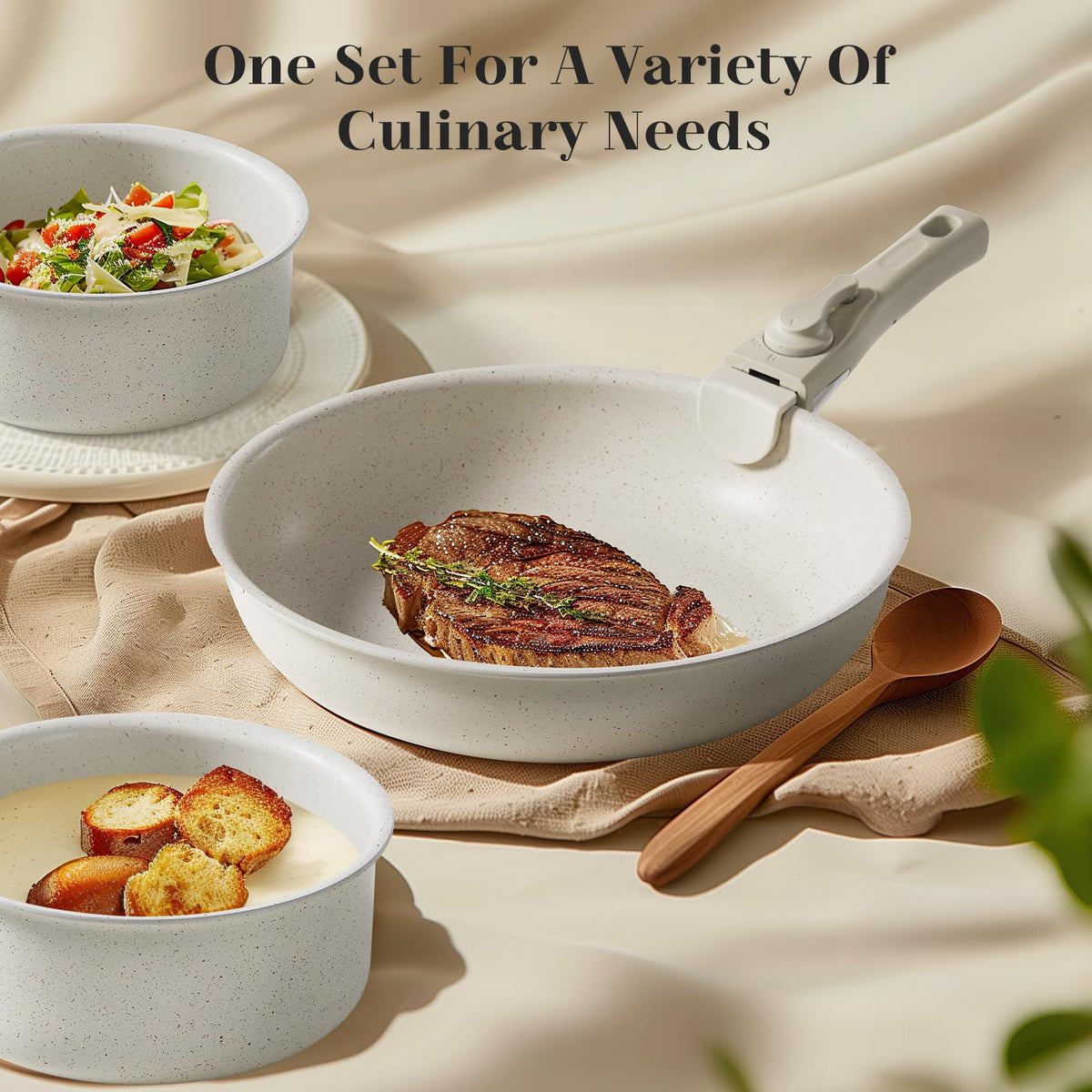 12 Pc Nonstick Milky White Cookware Set X5498