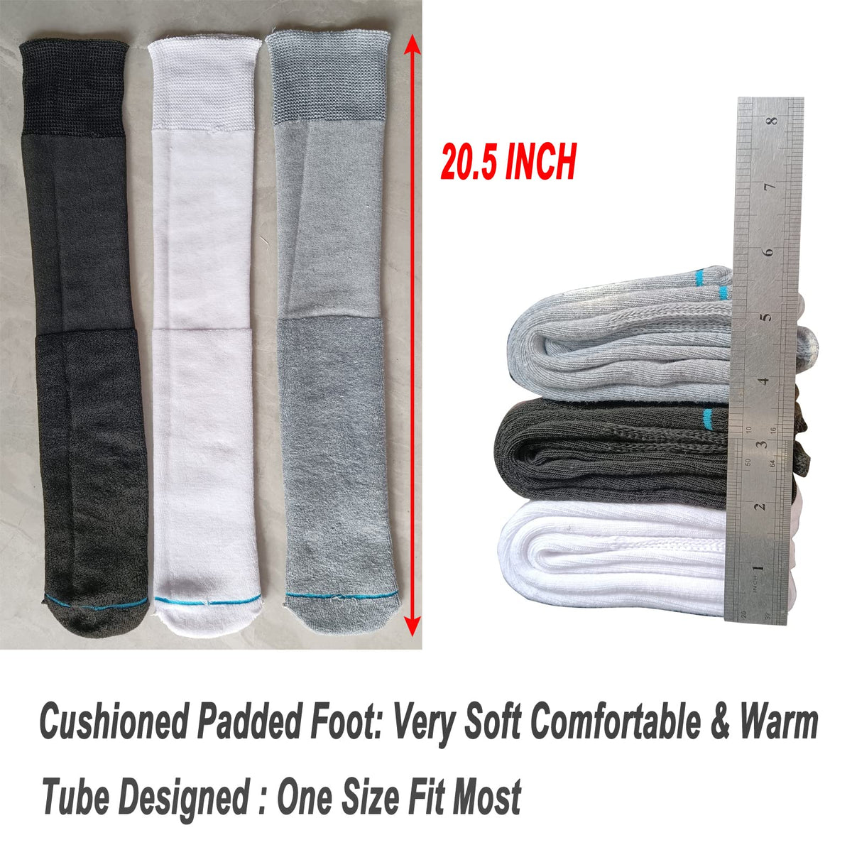 White 2 Pairs Medical Tube Socks I9052