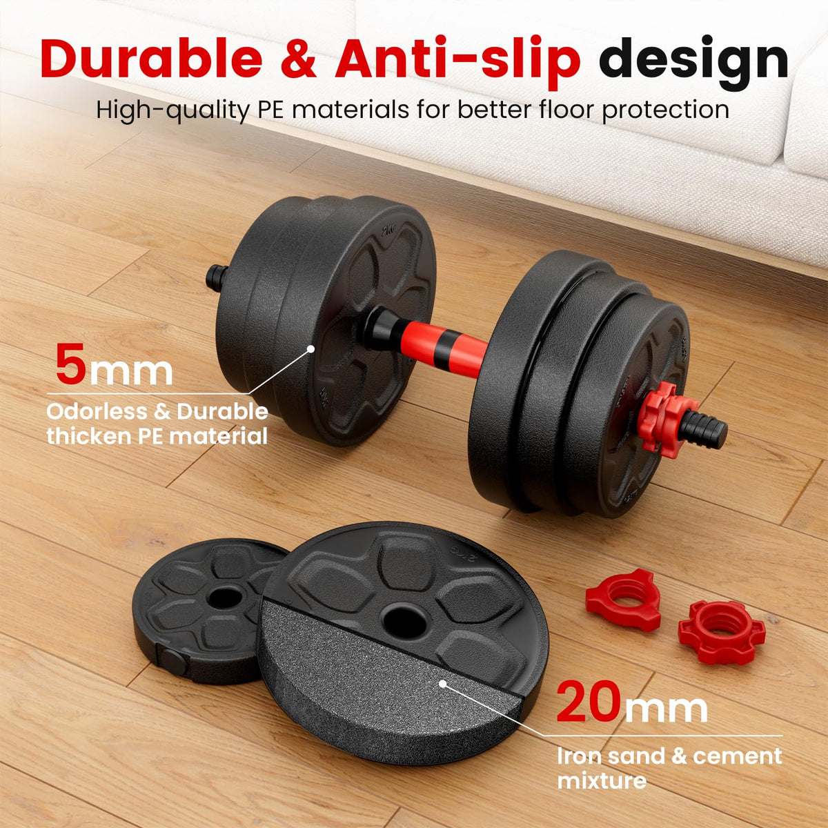 Adjustable 5-in-1 Dumbbell Set with Connector D218