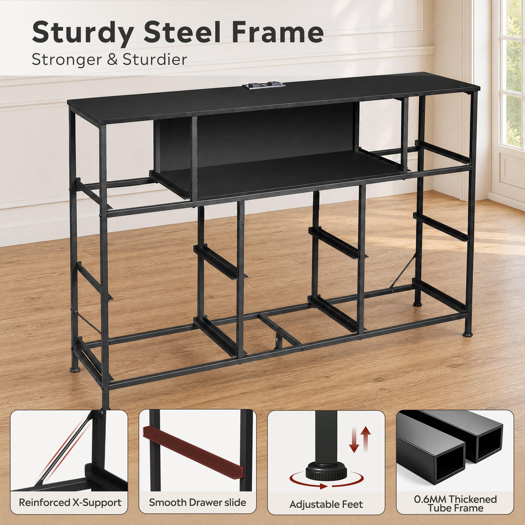 Black 8 Drawer TV Stand Q811